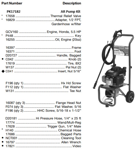 Water Driver WGVH2322 Pressure Washer Parts